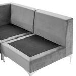 4-Sitzer Ecksofa Samtstoff grau linksseitig EVJA
