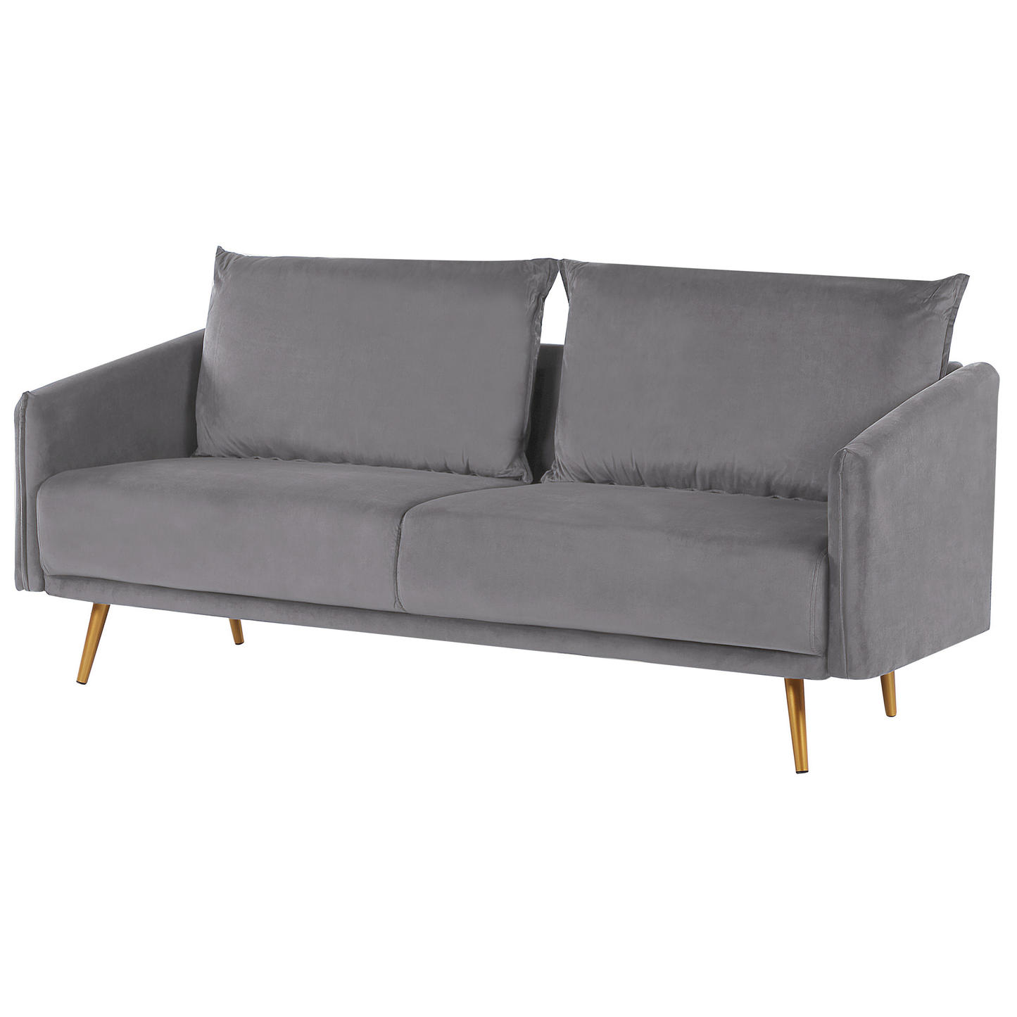 3-Sitzer Sofa Samtstoff grau mit goldenen Beinen MAURA