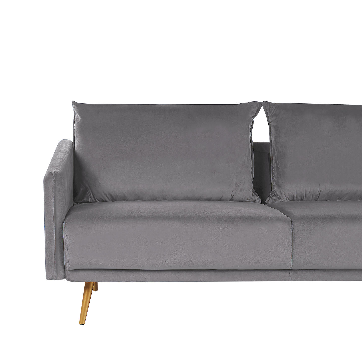 3-Sitzer Sofa Samtstoff grau mit goldenen Beinen MAURA
