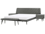 Schlafzimmer Set Kunstleder ESSONNE 180 x 200 cm Grau