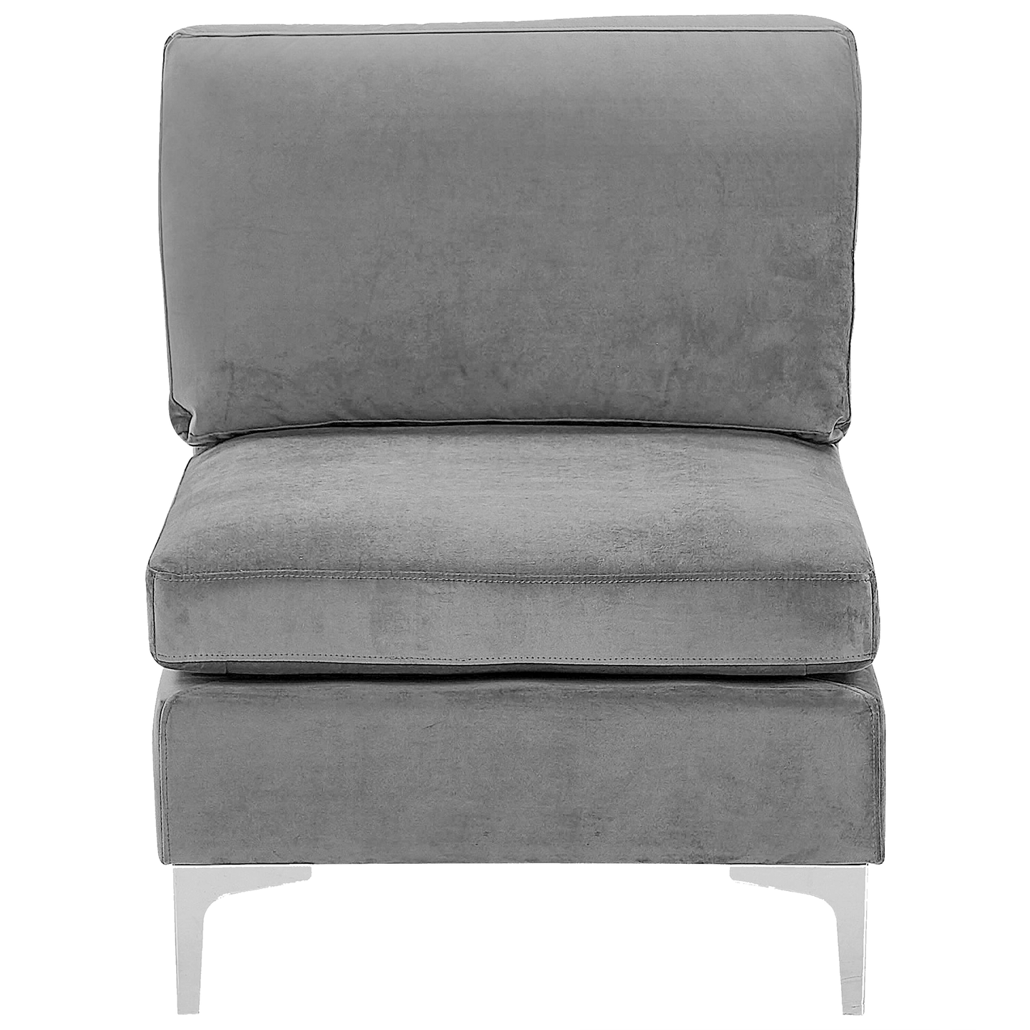 5-Sitzer Ecksofa Samtstoff grau linksseitig mit Ottomane EVJA