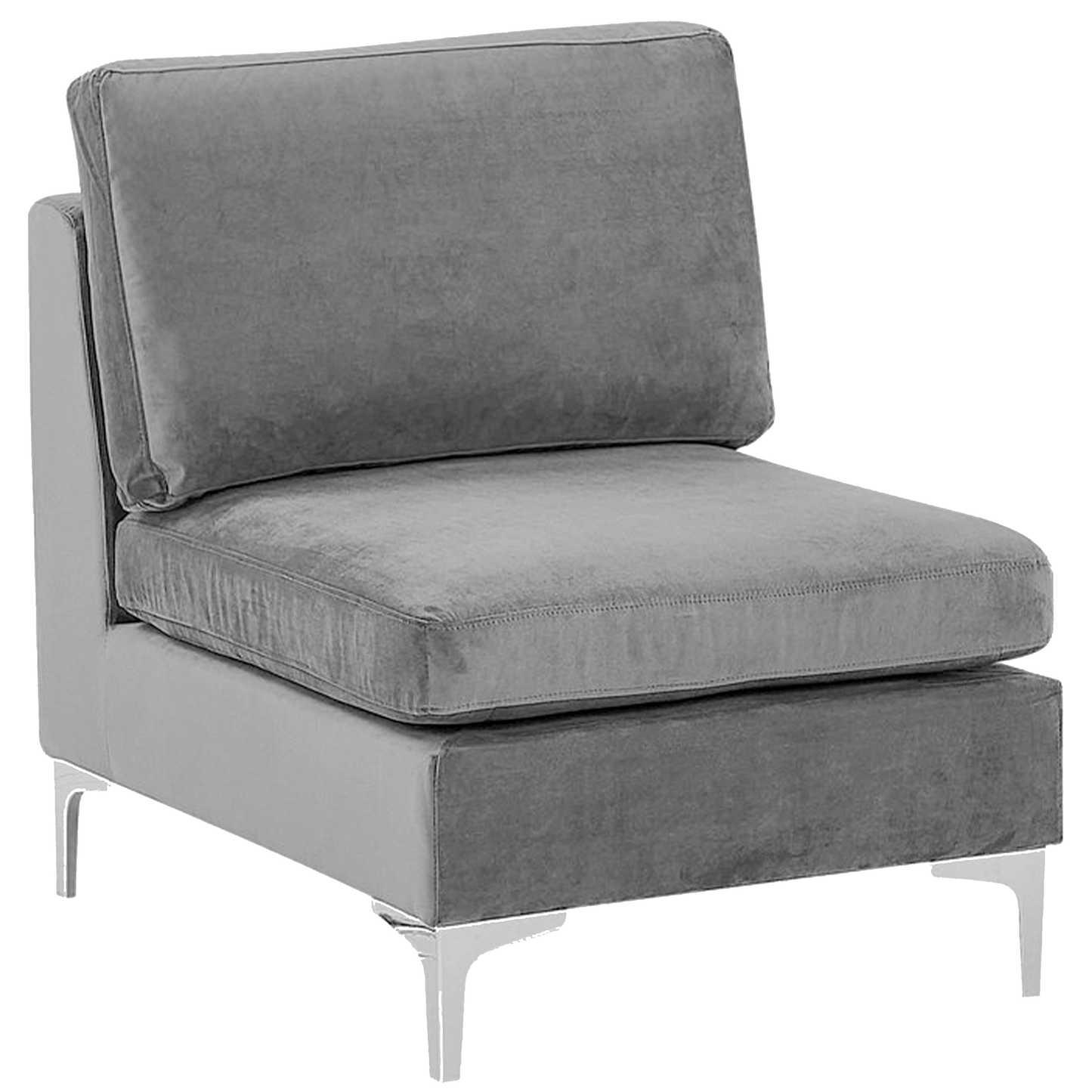 5-Sitzer Ecksofa Samtstoff grau linksseitig mit Ottomane EVJA