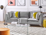 3-Sitzer Modulsofa Samtstoff grau mit Metallbeinen EVJA