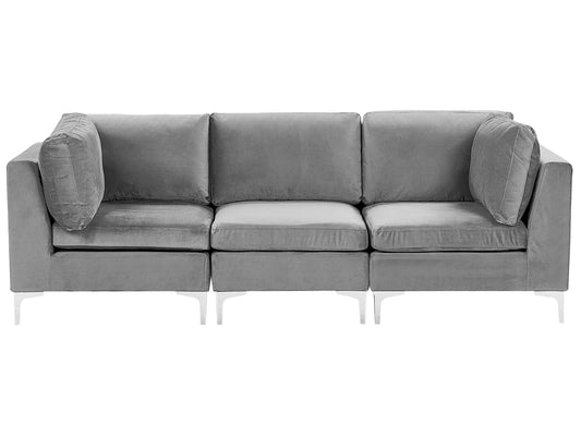 3-Sitzer Modulsofa Samtstoff grau mit Metallbeinen EVJA