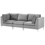 3-Sitzer Modulsofa Samtstoff grau mit Metallbeinen EVJA