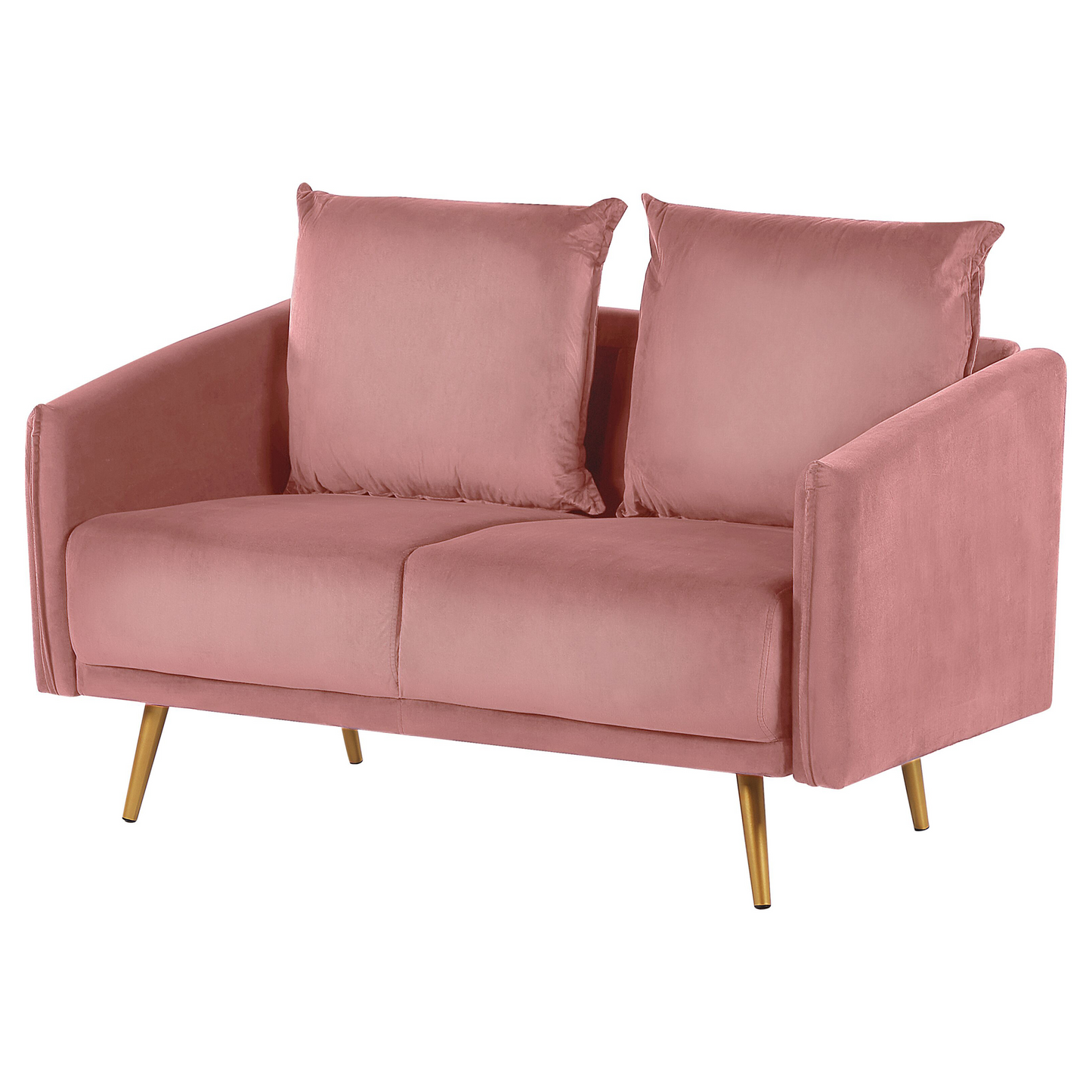 2-Sitzer Sofa Samtstoff rosa mit goldenen Beinen MAURA