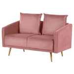 2-Sitzer Sofa Samtstoff rosa mit goldenen Beinen MAURA