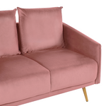 2-Sitzer Sofa Samtstoff rosa mit goldenen Beinen MAURA