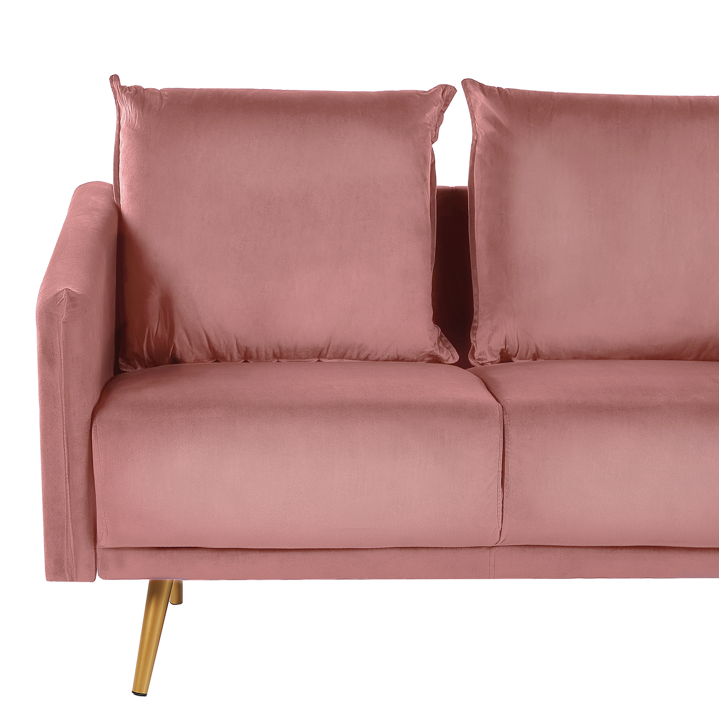 2-Sitzer Sofa Samtstoff rosa mit goldenen Beinen MAURA