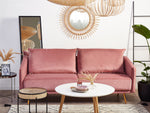 3-Sitzer Sofa Samtstoff rosa mit goldenen Beinen MAURA