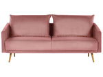 3-Sitzer Sofa Samtstoff rosa mit goldenen Beinen MAURA