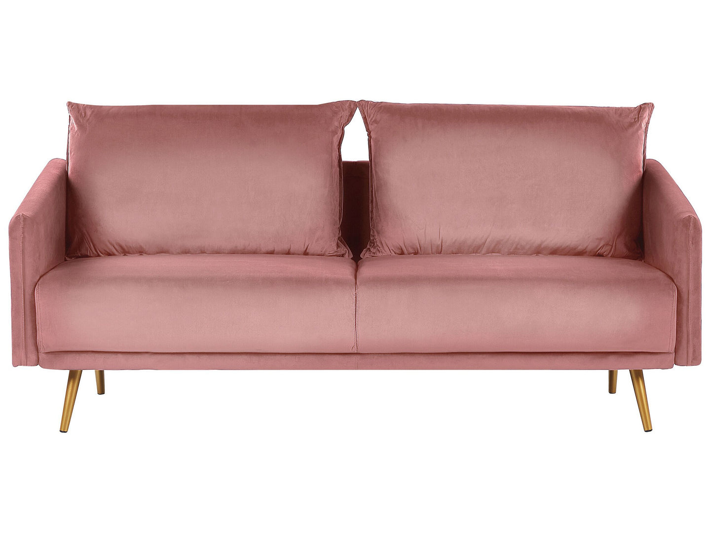 3-Sitzer Sofa Samtstoff rosa mit goldenen Beinen MAURA