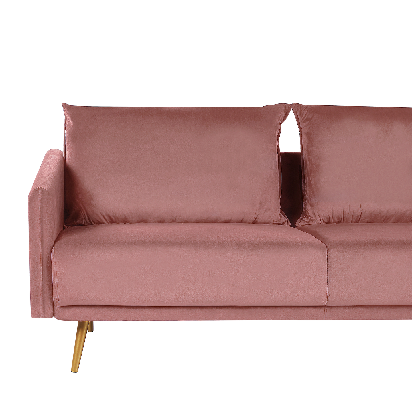 3-Sitzer Sofa Samtstoff rosa mit goldenen Beinen MAURA