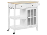 Servierwagen weiss / heller Holzfarbton mit 2 Schubladen GENOA