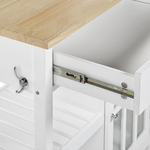 Servierwagen weiss / heller Holzfarbton mit 2 Schubladen GENOA