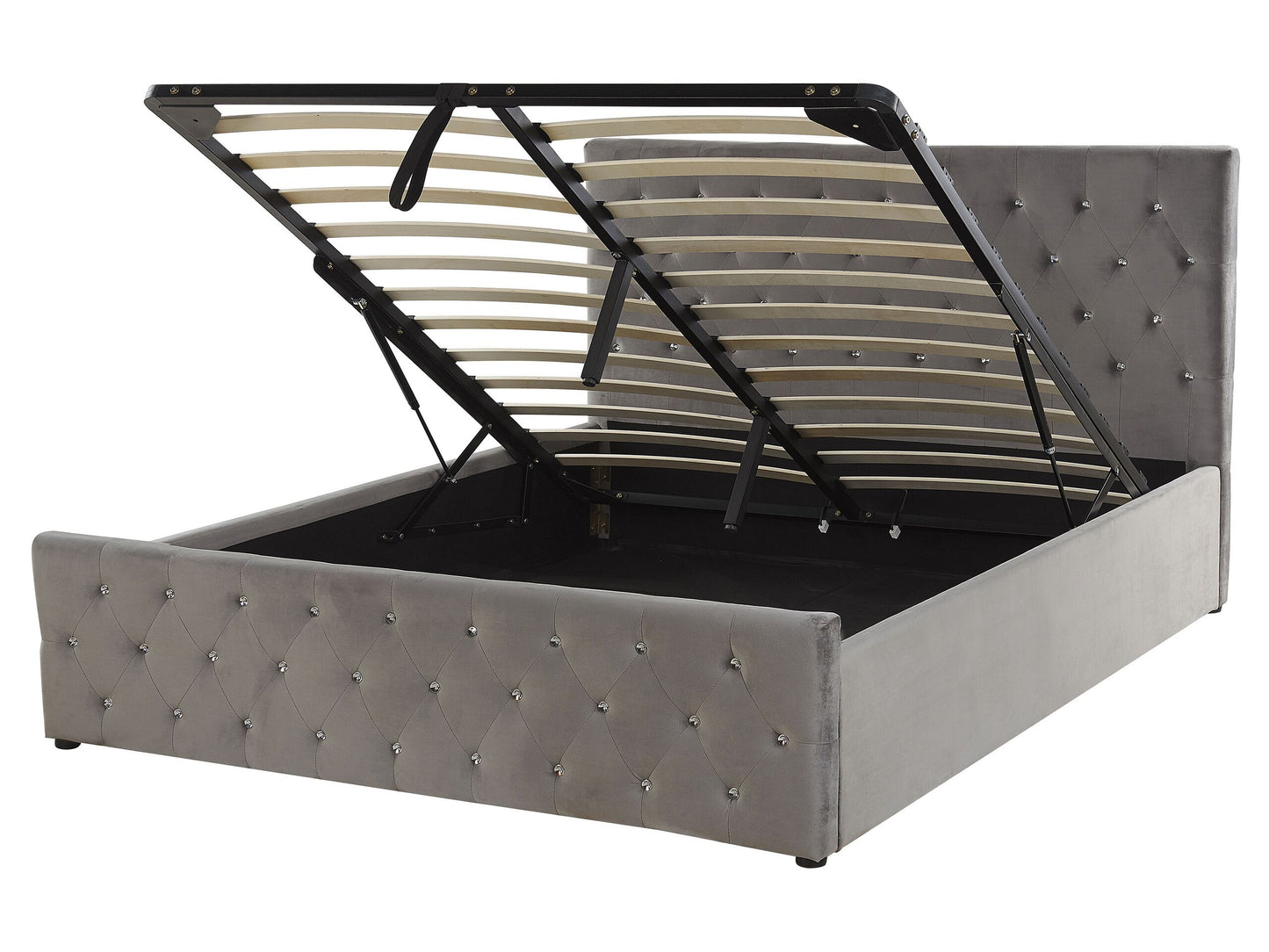 Bett mit Stauraum Samtstoff AMIENS 160 x 200 cm Grau