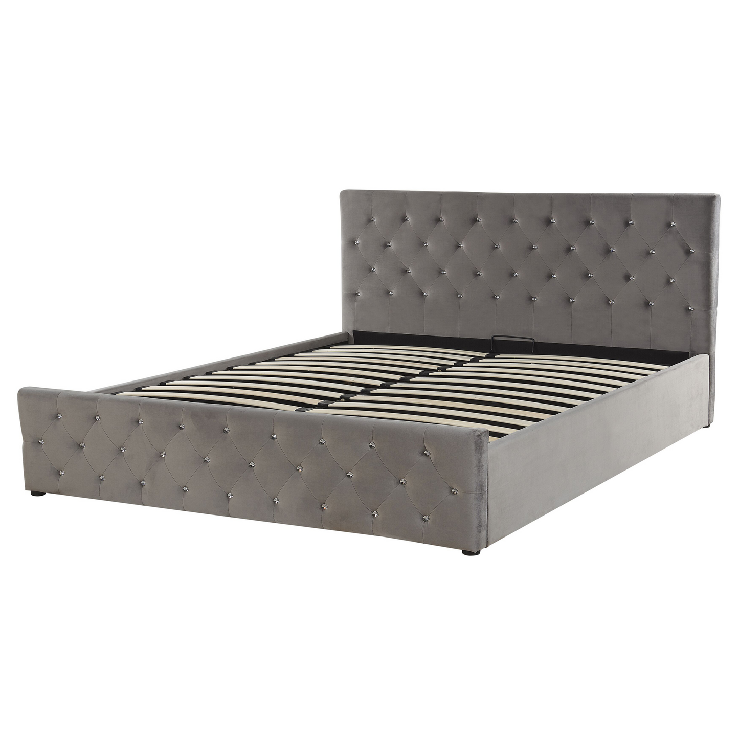 Bett mit Stauraum Samtstoff AMIENS 160 x 200 cm Grau