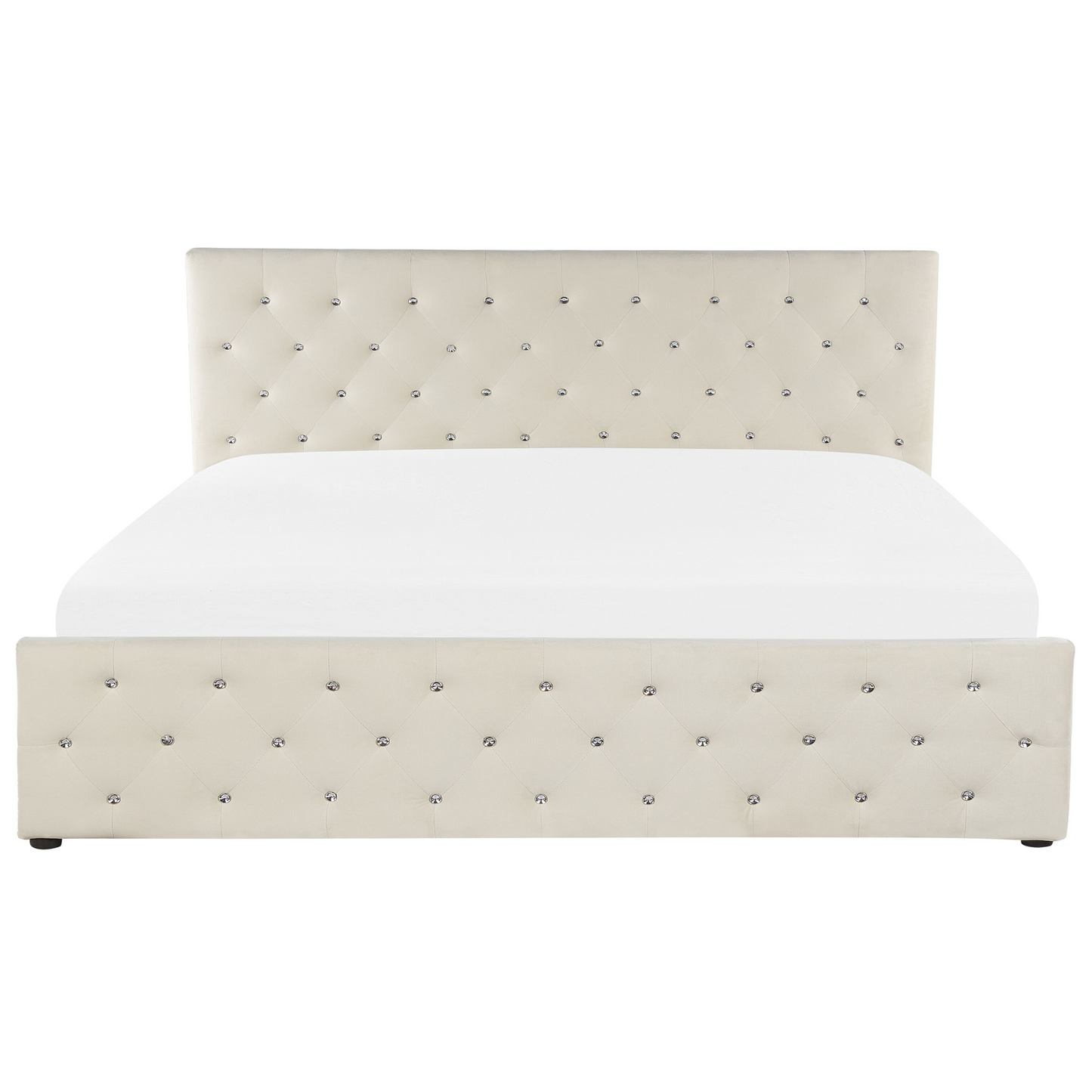Bett mit Stauraum Samtstoff AMIENS 180 x 200 cm Hellbeige