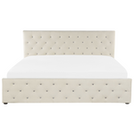 Bett mit Stauraum Samtstoff AMIENS 180 x 200 cm Hellbeige
