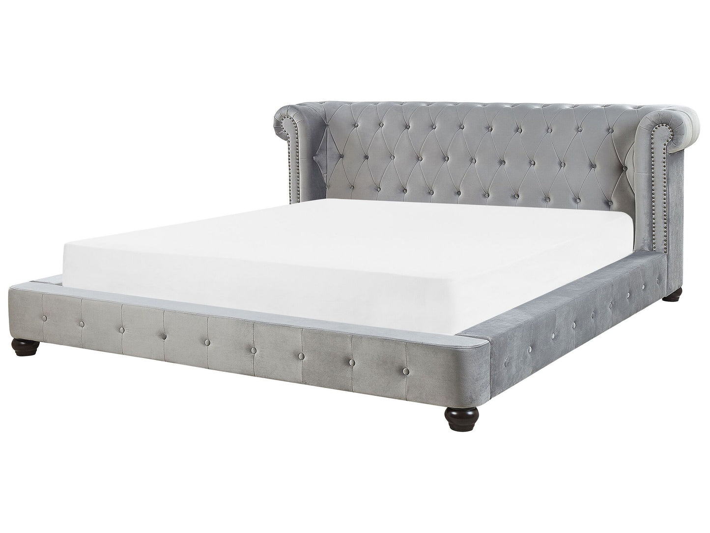 Bett mit Lattenrost Samtstoff CAVAILLON 180 x 200 cm Hellgrau