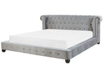 Bett mit Lattenrost Samtstoff CAVAILLON 180 x 200 cm Hellgrau
