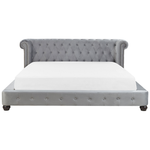 Bett mit Lattenrost Samtstoff CAVAILLON 180 x 200 cm Hellgrau