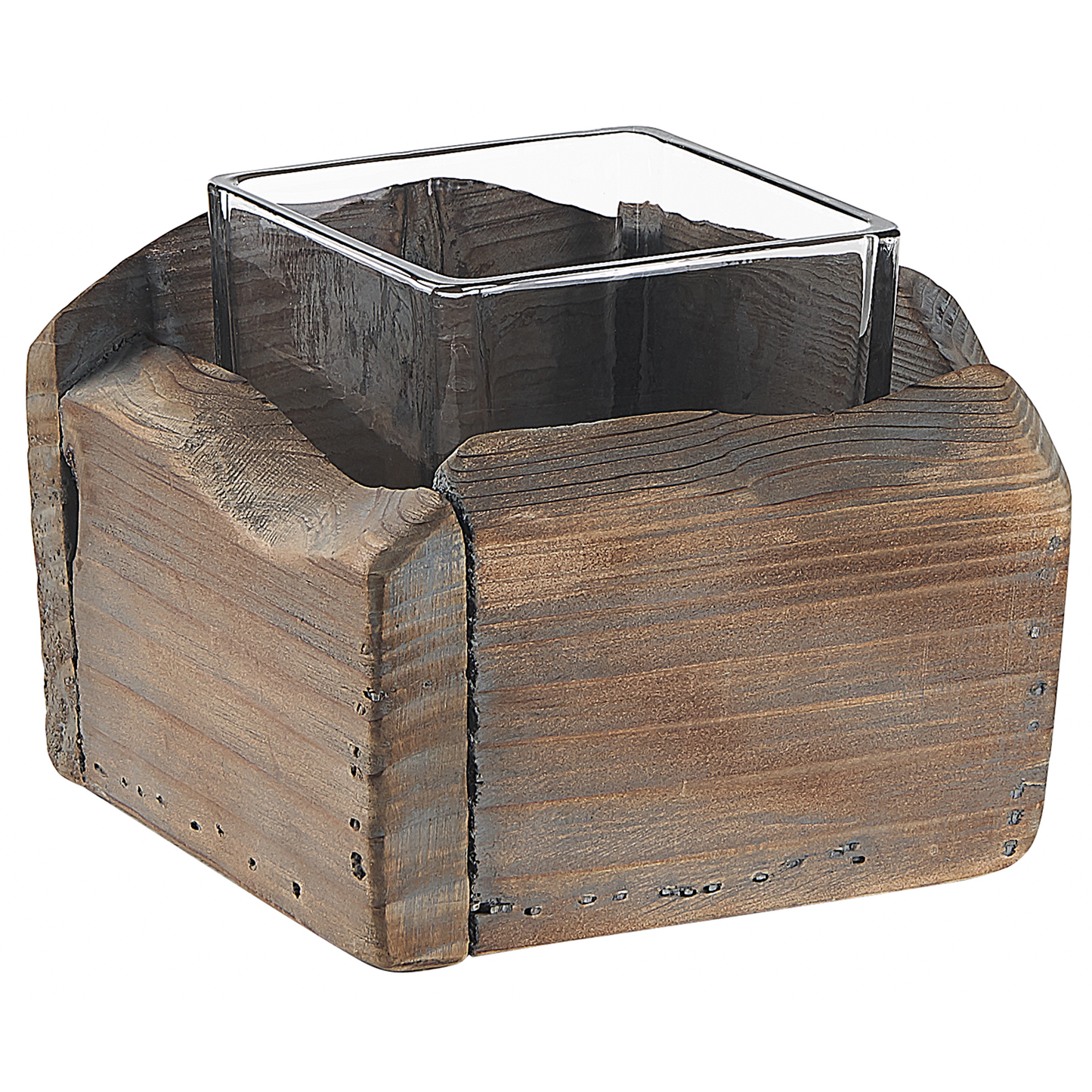 Kerzenständer 2er Set PLATEROS Holz 15/12 cm Dunkelbraun