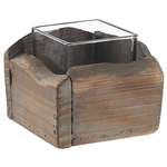Kerzenständer 2er Set PLATEROS Holz 15/12 cm Dunkelbraun