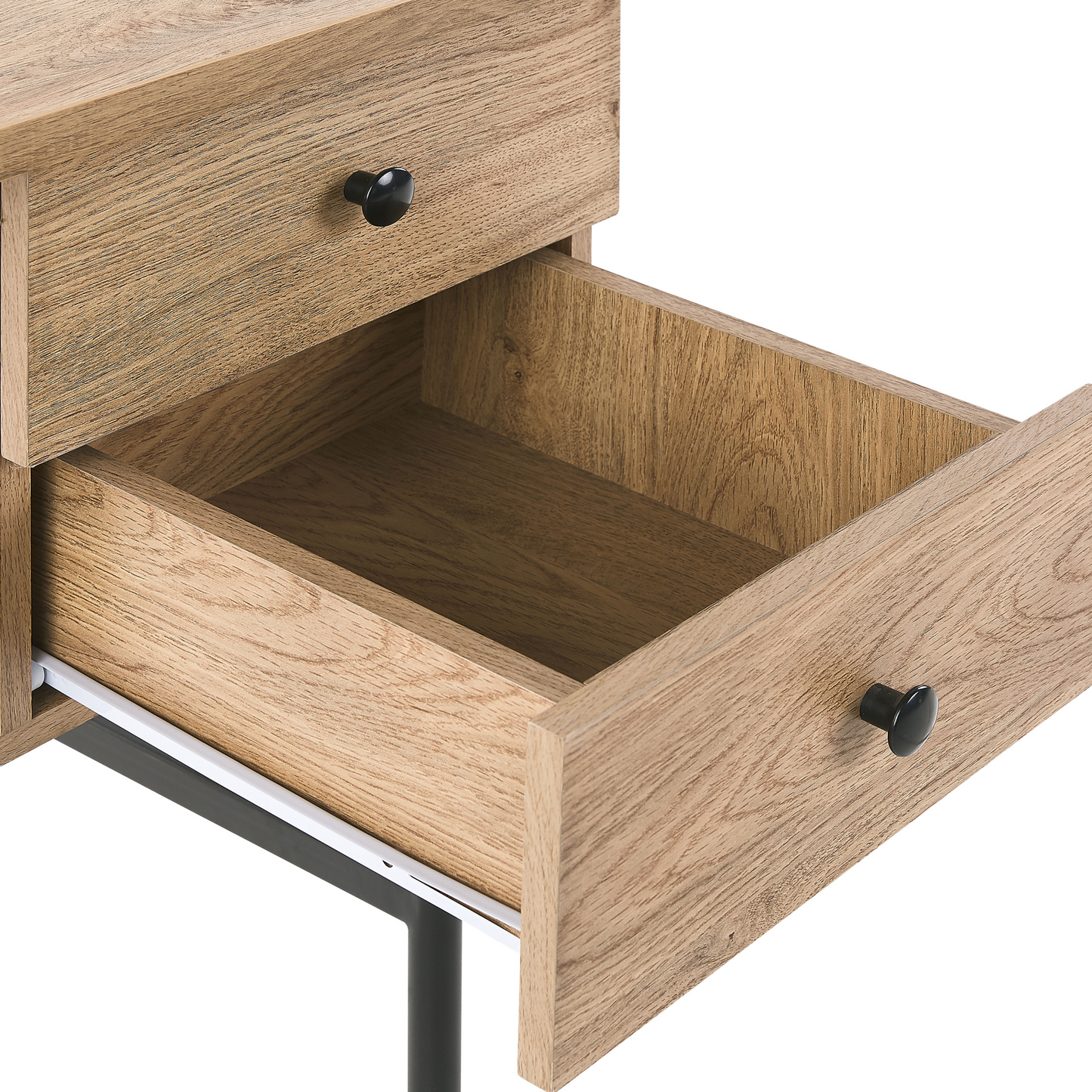 Schreibtisch schwarz / heller Holzfarbton 120 x 60 cm 2 Schubladen ABILEN