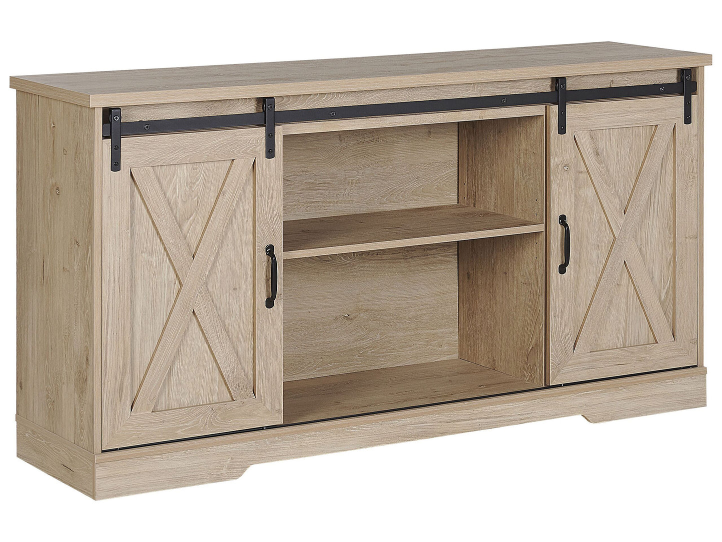 Sideboard heller Holzfarbton 2 Schiebetüren ULAN