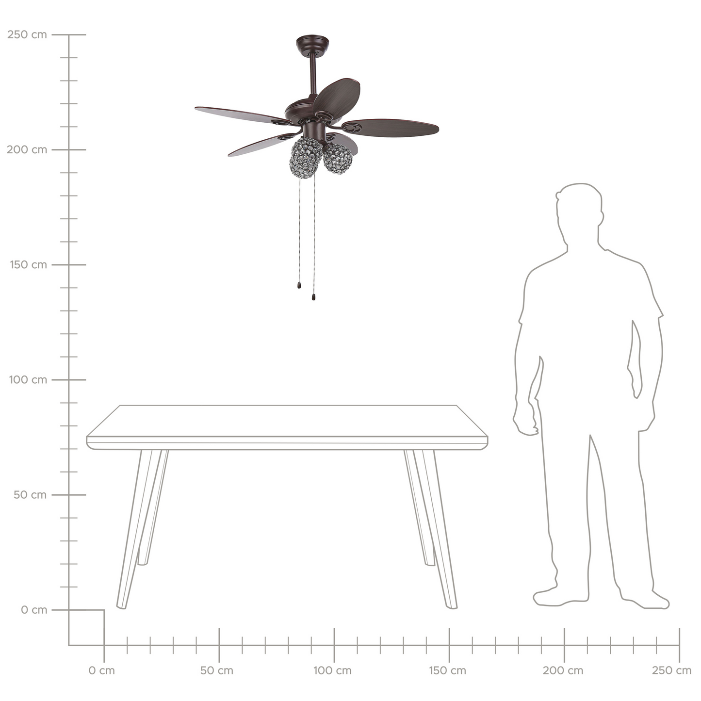 Deckenventilator mit Licht braun / dunkler Holzfarbton HEILONG