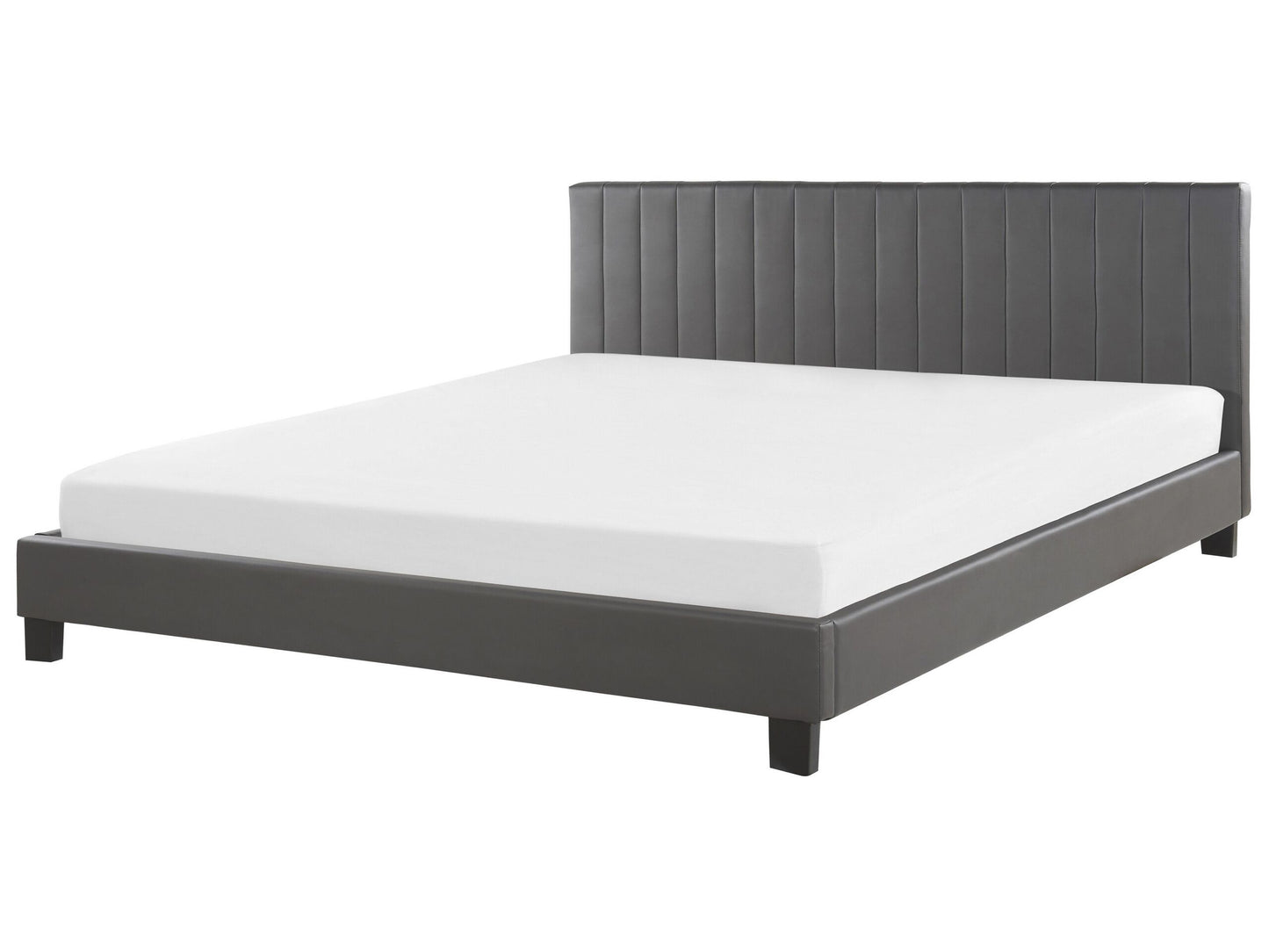 Bett mit Lattenrost Kunstleder POITIERS 180 x 200 cm Grau