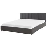 Bett mit Stauraum Kunstleder DREUX 180 x 200 cm Dunkelgrau
