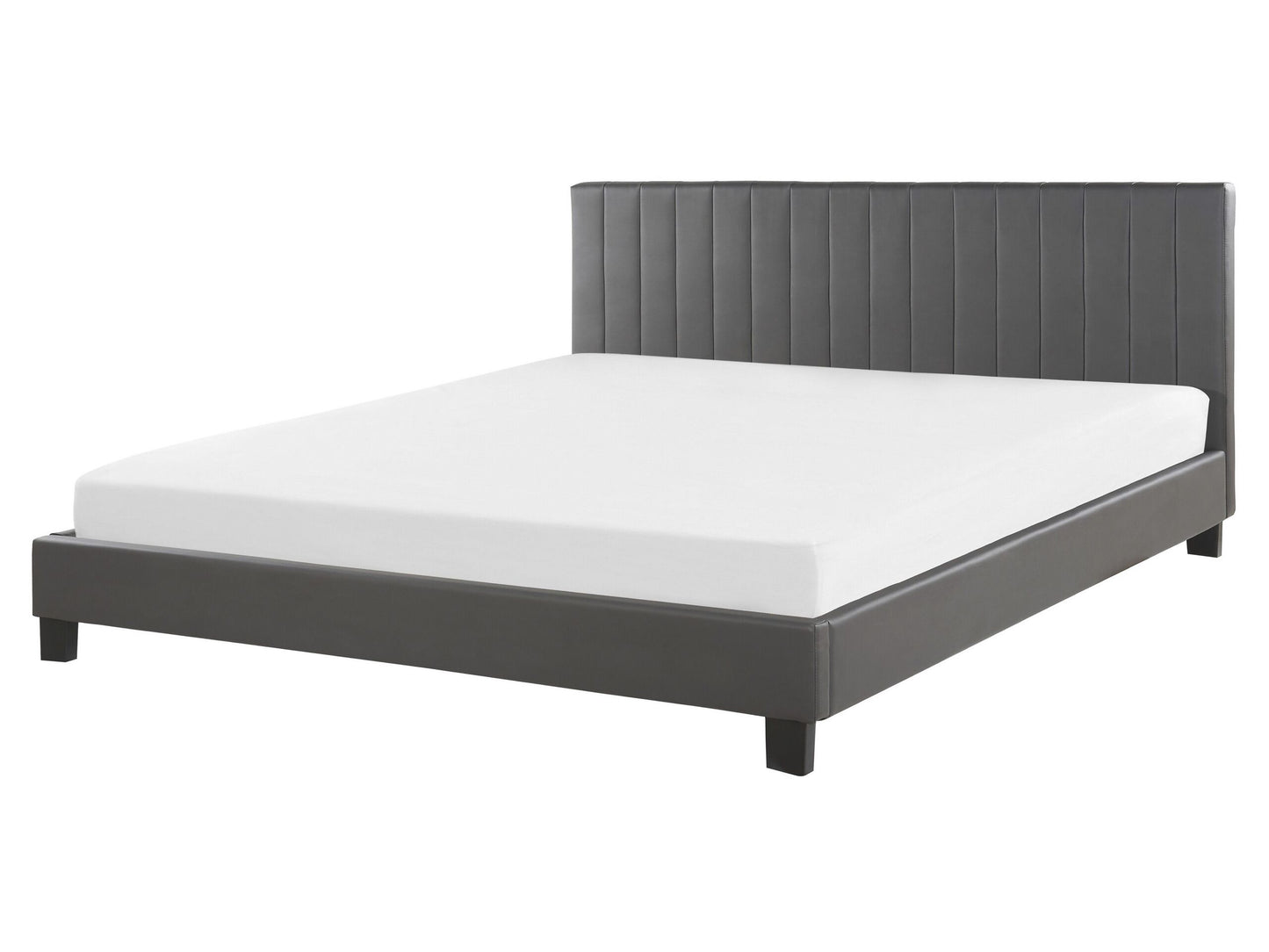 Bett mit Lattenrost Kunstleder POITIERS 160 x 200 cm Grau