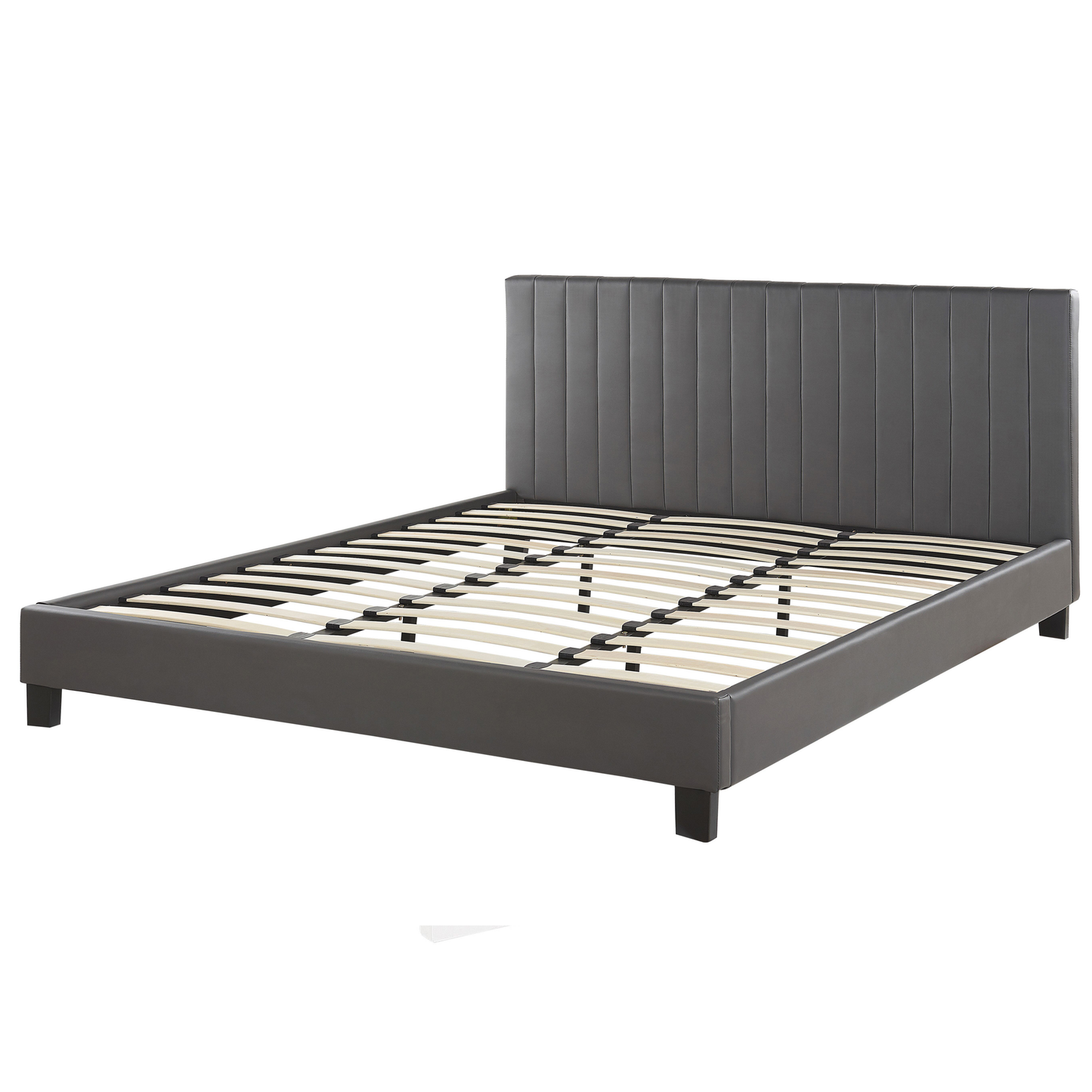 Bett mit Lattenrost Kunstleder POITIERS 180 x 200 cm Grau