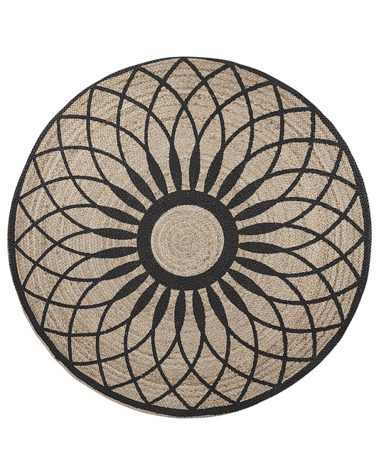 Teppich Jute beige / schwarz ⌀ 140 cm Kurzflor KULLAR