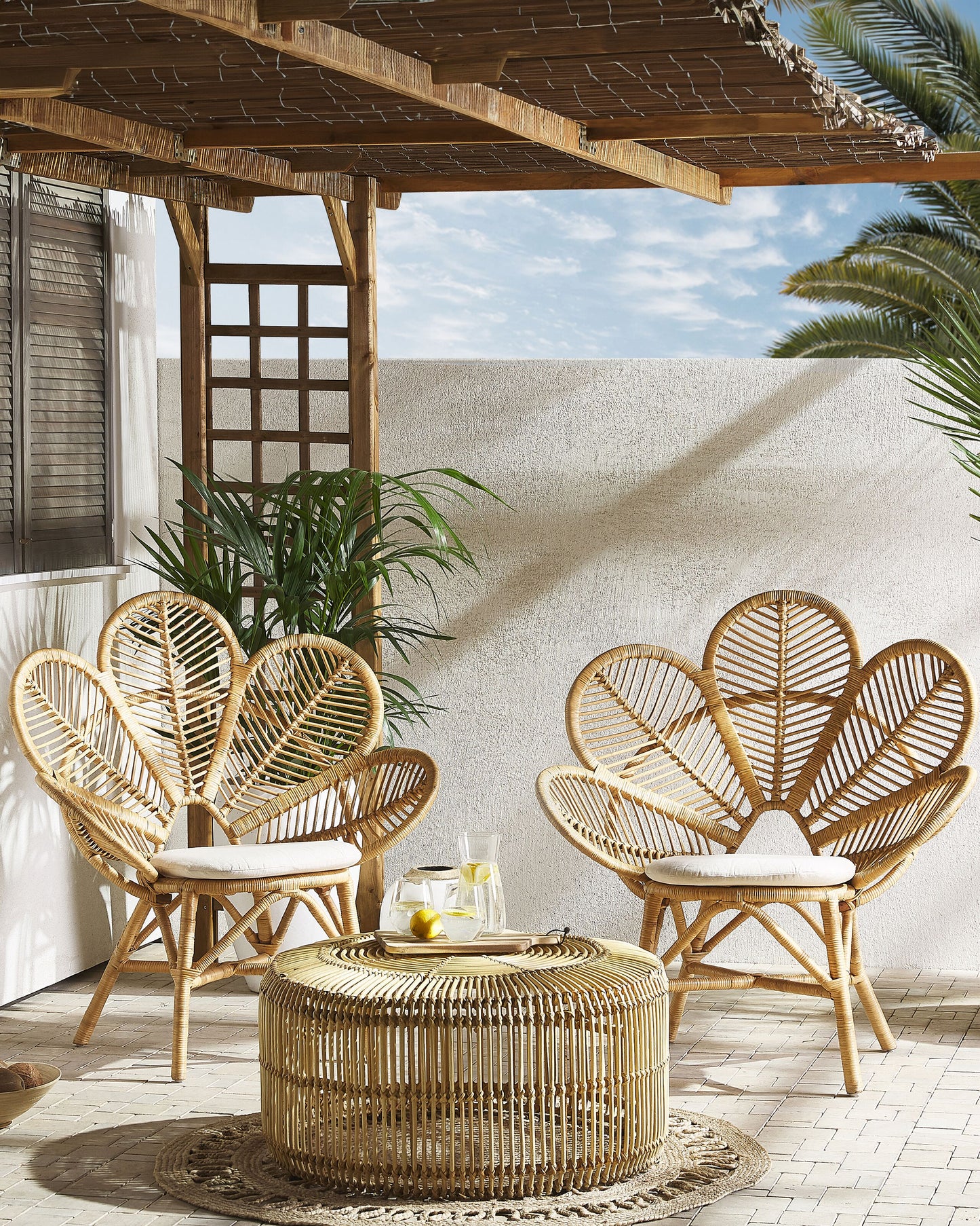 Pfauenstühle 2er Set FLORENTINE Rattan Naturfarben
