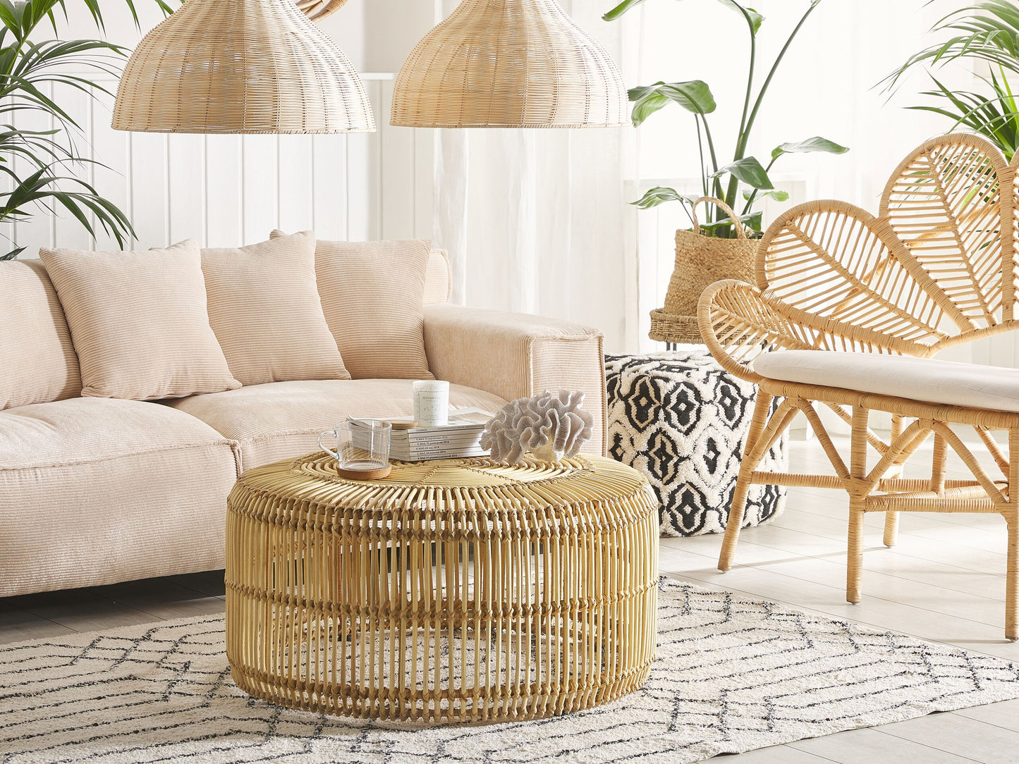 Couchtisch Rattan natürlich ⌀ 84 cm LIMNI