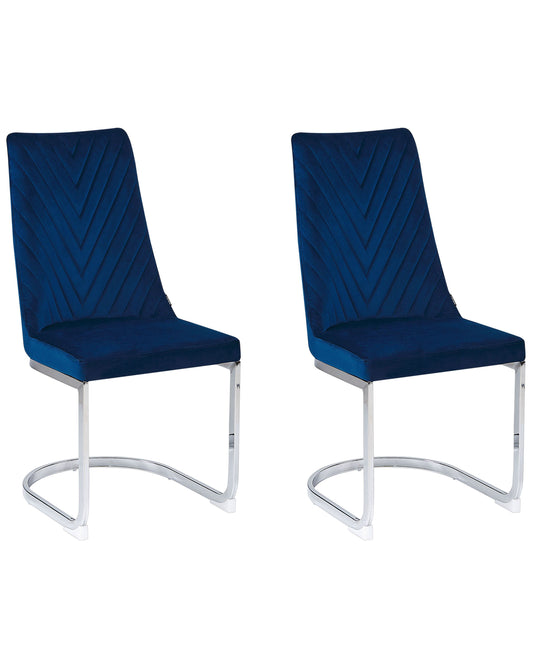 Esszimmerstuhl 2er Set ALTOONA Samtstoff Marineblau