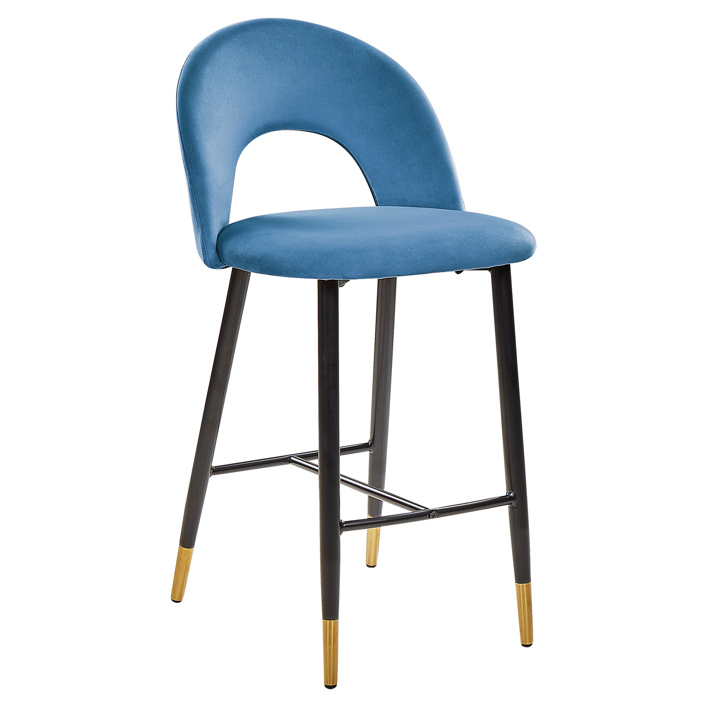 Set mit 2 Barstühlen FALTON Samtstoff Blau