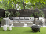 Lounge Set mit Tisch 8-Sitzer XXL rechtsseitig modular Polyrattan Grau