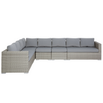 Lounge Set mit Tisch 8-Sitzer XXL rechtsseitig modular Polyrattan Grau