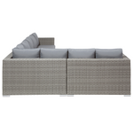 Lounge Set mit Tisch 8-Sitzer XXL rechtsseitig modular Polyrattan Grau