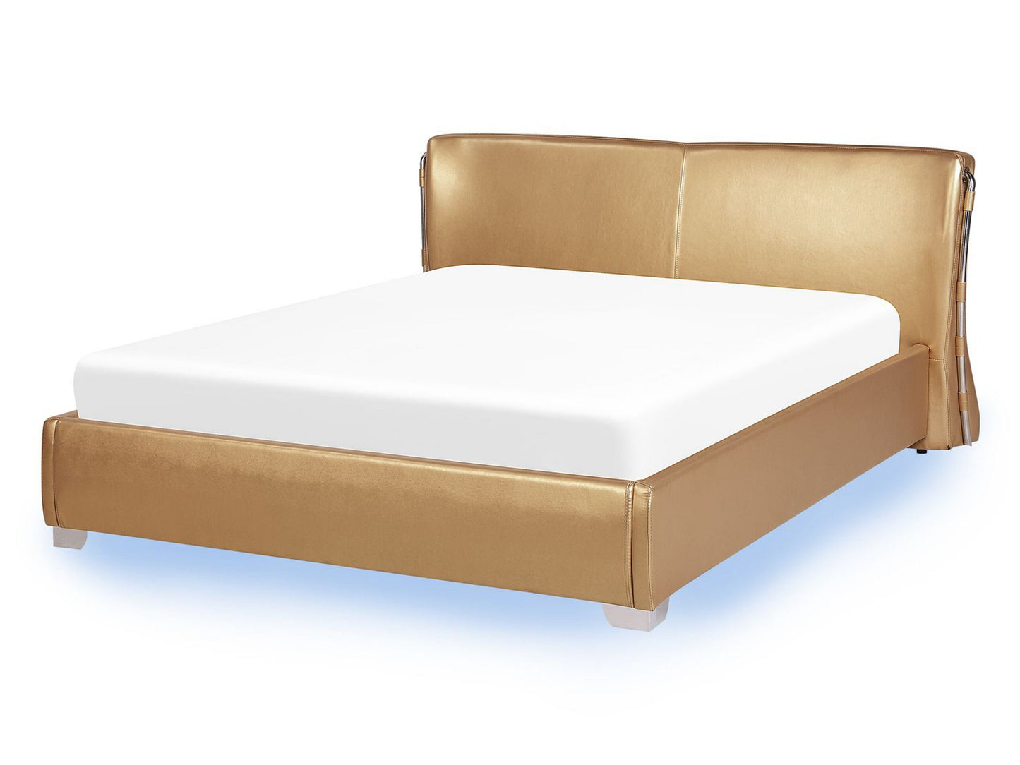Wasserbett mit LED Echtleder PARIS 140 x 200 cm Gold