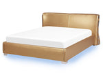 Lederbett gold Lattenrost 160 x 200 cm mit LED-Beleuchtung bunt PARIS