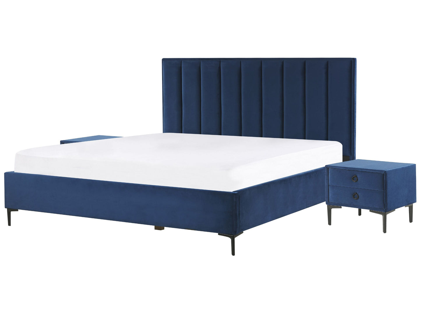 Schlafzimmer Set Samtstoff SEZANNE 180 x 200 cm Marineblau