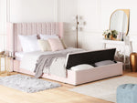 Bett mit Stauraumbank Samtstoff NOYERS 160 x 200 cm Pastellrosa
