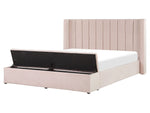 Bett mit Stauraumbank Samtstoff NOYERS 160 x 200 cm Pastellrosa