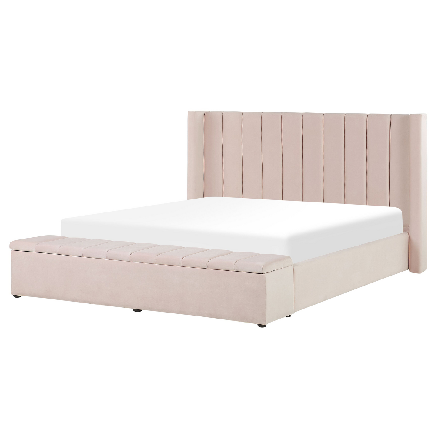 Bett mit Stauraumbank Samtstoff NOYERS 160 x 200 cm Pastellrosa