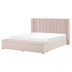 Bett mit Stauraumbank Samtstoff NOYERS 160 x 200 cm Pastellrosa